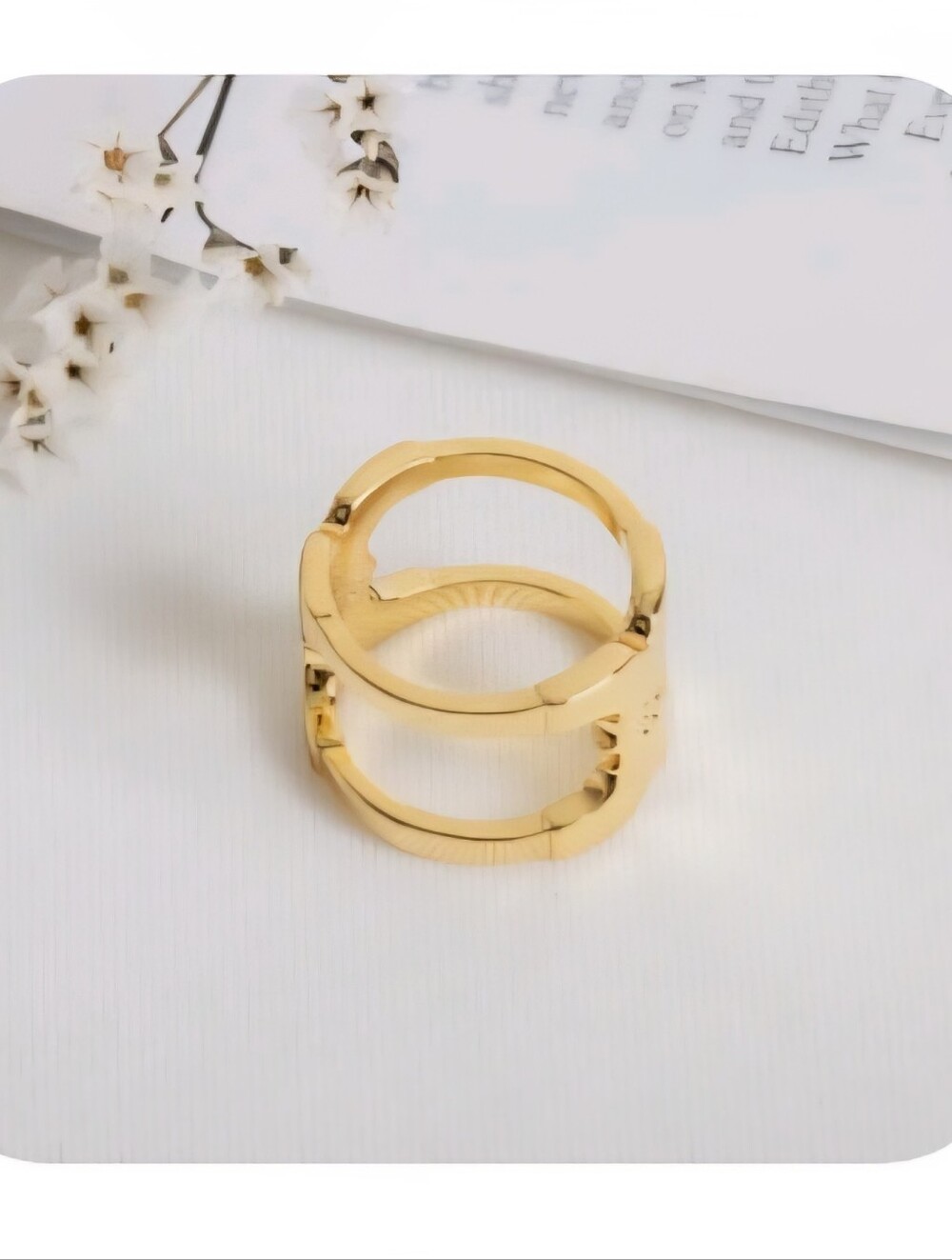 New Tory Burch Gold Double T Band Women's Fashion Ring Size 7